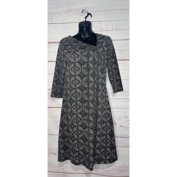 Royal Robbins Essential Nara Dress Large Gray Printed 3/4 Sleeve Small - Picture 1 of 4